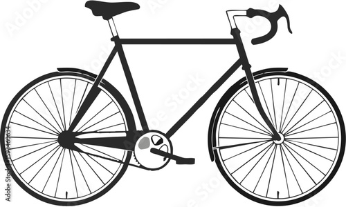Classic Bicycle Silhouette: A sleek black bicycle is presented against a clean, uncluttered backdrop, it's a symbol of freedom, health, and eco-friendly travel.