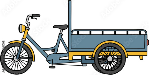 Cargo Bike in Profile: A distinctive cargo bike with a large box at the back and comfortable seat