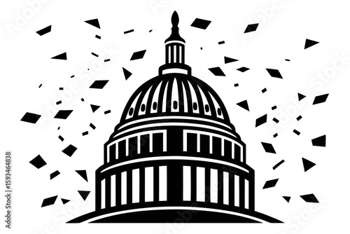 Silhouette and Line Art Illustrations of Justice,
 Scandal, and Political Corruption Concepts