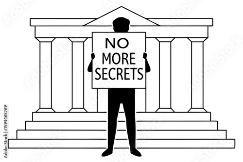 Silhouette and Line Art Illustrations of Justice,
 Scandal, and Political Corruption Concepts