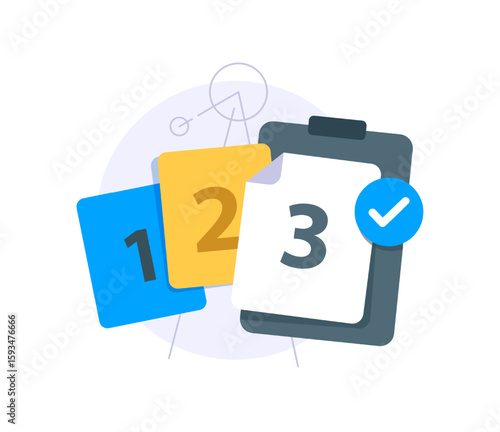 multiple sheets with clipboard, representing easy document or file requirements. for paperwork, administrative processes, checklists