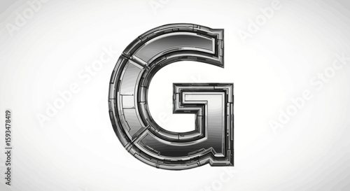 Vector download metallic letter g vector illustration, alphabet typography design, steel font graphic resource
