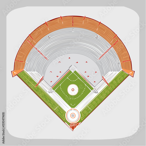 Overhead View of a Baseball Stadium with Terracotta Seating