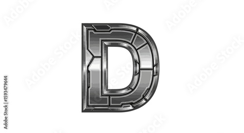 Vector download futuristic metal letter d vector graphic design for typography and alphabet related projects free