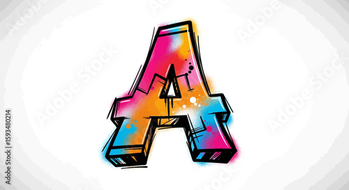 Vector download graffiti letter a vector art illustration free alphabet drawing and colorful spray paint design