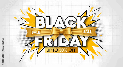 Stylish Black Friday sale for holiday season with yellow accents, perfect for a retail flyer.