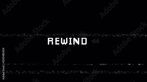 rewind button VHS Retro Screen. 4k video. alpha channel