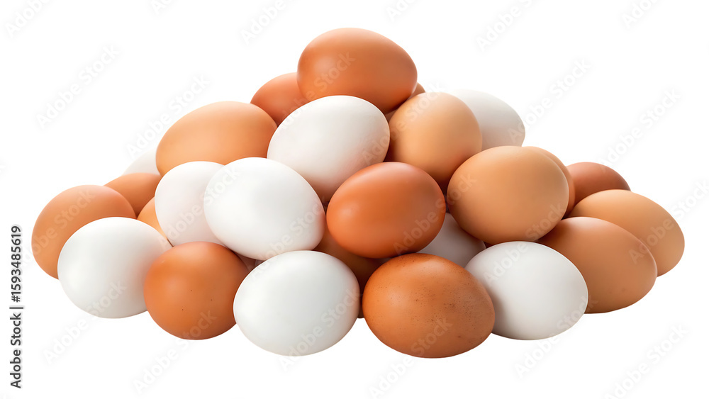 Assortment of Fresh Organic Chicken Eggs on Transparent Background Assortment of Fresh Organic Chicken Eggs on Transparent Background