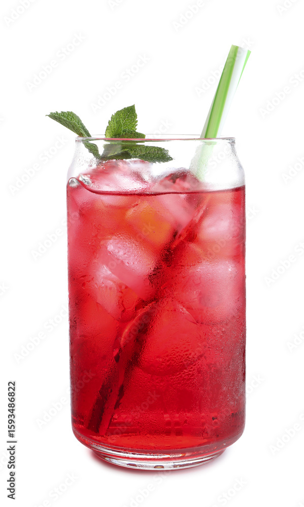 custom made wallpaper toronto digitalTasty cherry soda water with ice cubes and mint isolated on white