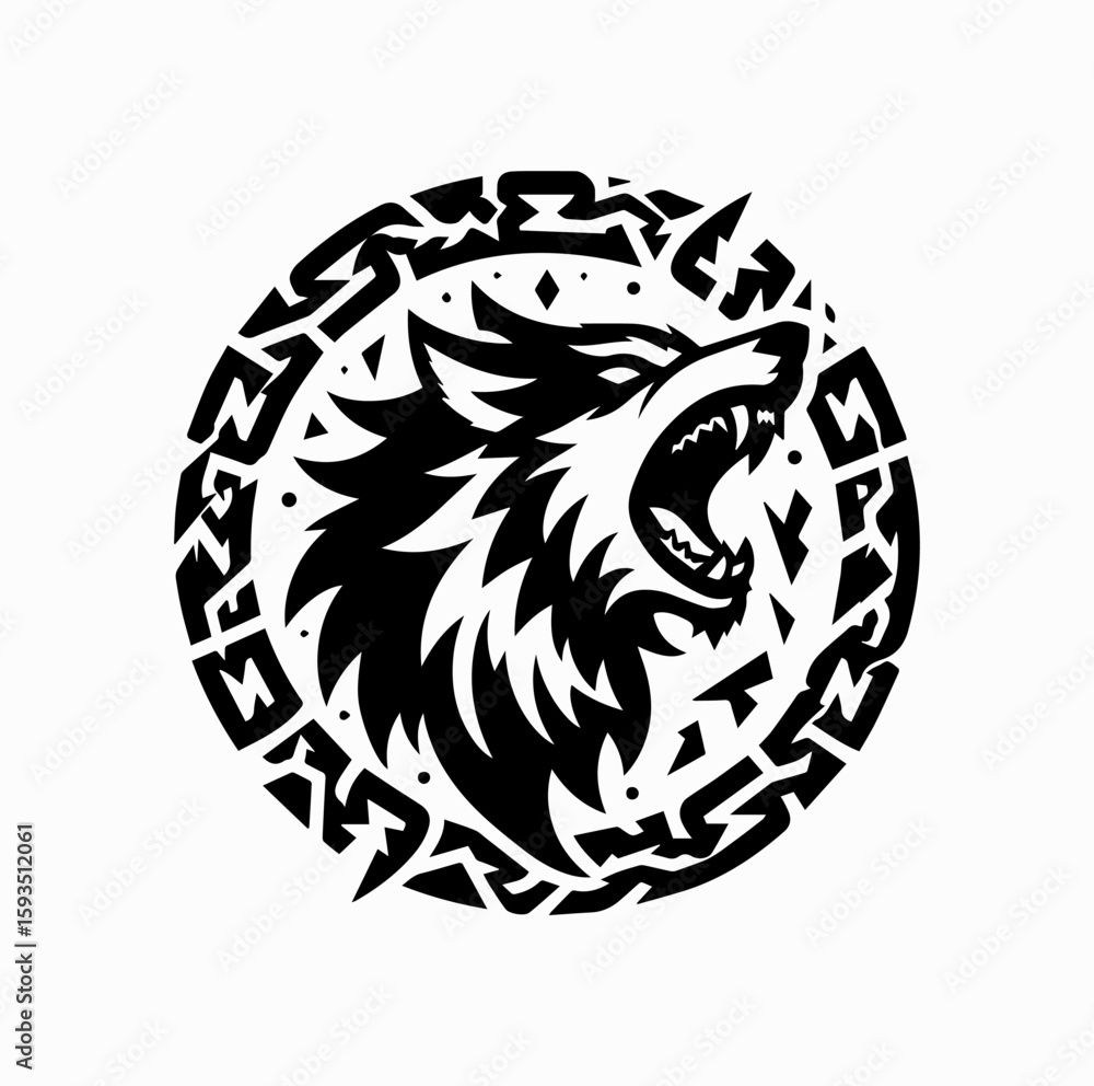 Vector Silhouette Logo of Fenrir the Norse Wolf – Mythical Beast from Nordic Legends Vector Silhouette Logo of Fenrir the Norse Wolf – Mythical Beast from Nordic Legends