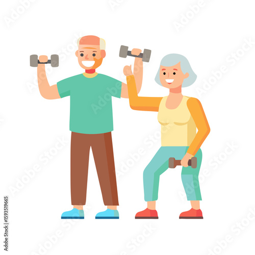 older adults lifting weights