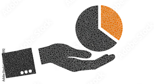 Abstract hand holding pie chart: A symbolic representation of financial data
