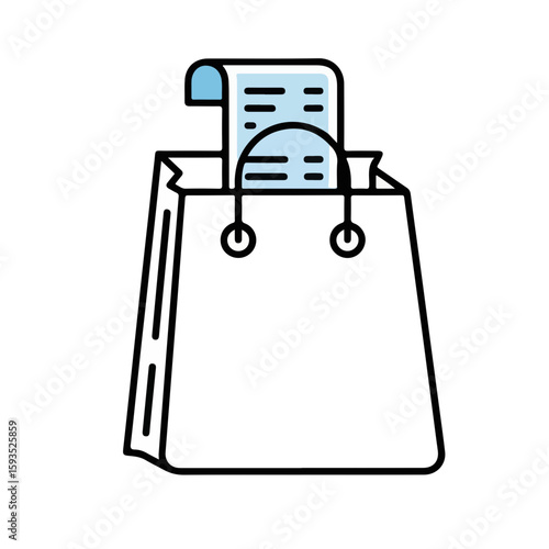 Shopping bag with receipt inside for retail purchase concept of Business and Finance  