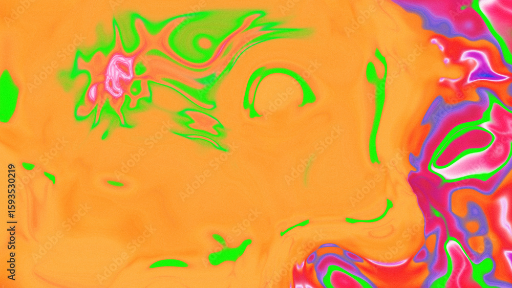 Naklejka premium Fluid Marble Texture with Organic Flow, Abstract Liquid Pattern with Wavy Structure, Melted Surface Design with Soft Transitions, Psychedelic Swirl Texture with Marble Effect