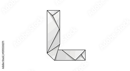 Vector geometric letter l design vector illustration for logo initial or monogram and origami style alphabet art