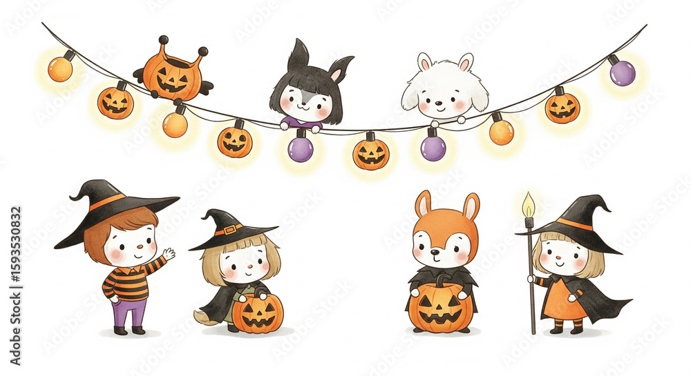 Obraz premium String of Halloween Fairy Lights for child