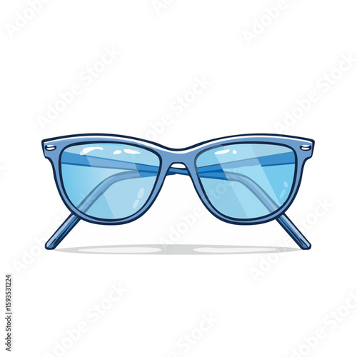 Blue sunglasses a simple design. Perfect for summer promotions. A stylish and trendy accessory for fashion, travel, vacation, summer, beach, and leisure related designs and projects.