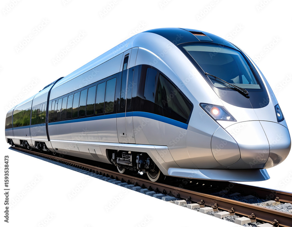Fototapeta premium Futuristic High-Speed Train 2025 Model, Side Profile with Streamlined Nose, Isolated