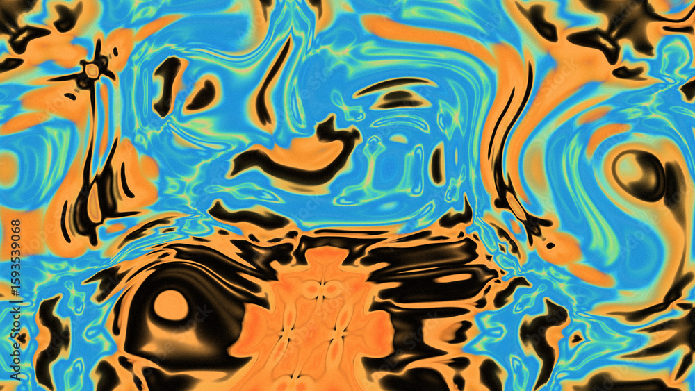 Naklejka premium Fluid Marble Texture with Organic Flow, Abstract Liquid Pattern with Wavy Structure, Melted Surface Design with Soft Transitions, Psychedelic Swirl Texture with Marble Effect