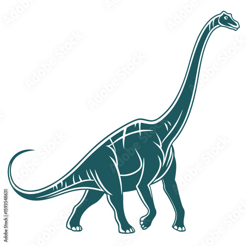 Brachiosaurus Long Neck - Flat Vector Illustration
