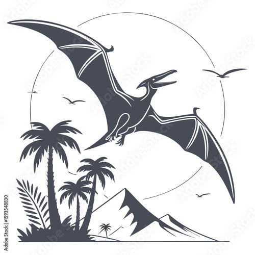 Flying Pterodactyl Wings - Flat Vector Illustration
