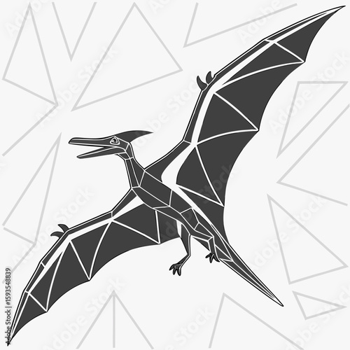 Geometric Pterodactyl Angular Wings - Flat Vector Illustration
