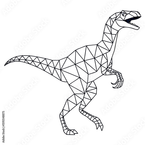 Geometric Velociraptor Running - Flat Vector Illustration
