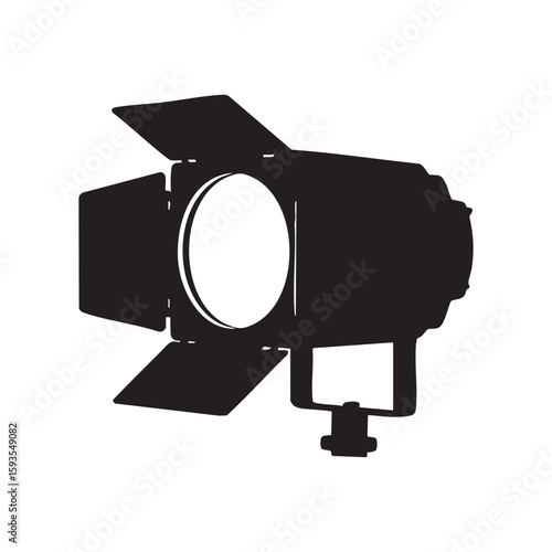 Black silhouette of a studio spotlight isolated on white background silhouette