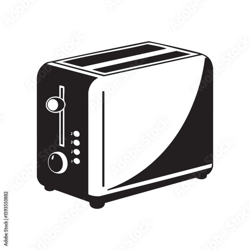 Shiny metal toaster silhouette isolated on white background