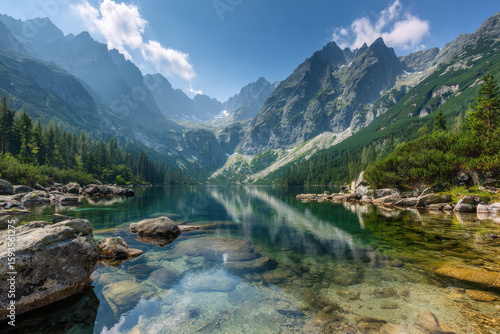 breathtaking summer landscapes showcasing mountain lakes across  different countries