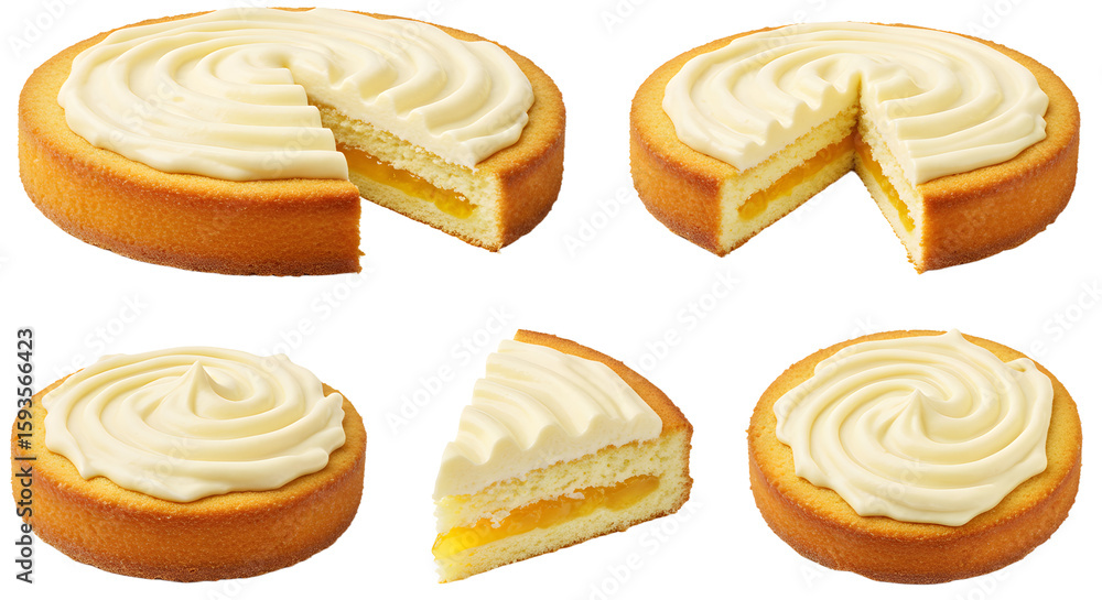 Fototapeta premium Delicious Lemon Cream Cake Slices with Frosting - Perfect for Dessert Lovers