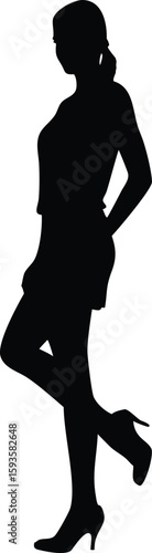 Elegant Woman Silhouette in High Heels, Fashion Pose Vector for Design, Print, and Art Projects
