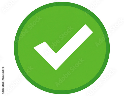 Free Download  Flat Green Circle with Bold White Check Mark, Minimalist Front View, Transparent Background - GFXLoad