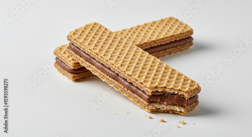 	
Chocolate-Filled Wafer Biscuit Isolated on White Background – Crisp and Creamy Snack	

