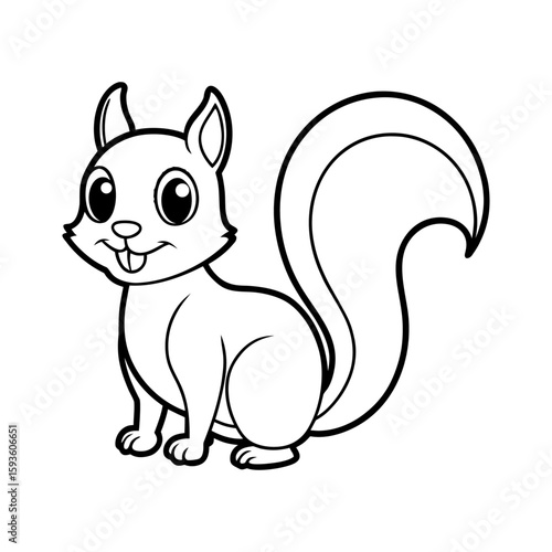 Vector art of a cute cartoon squirrel with buck teeth isolated on white background