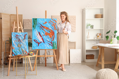 Beautiful artist with brush...