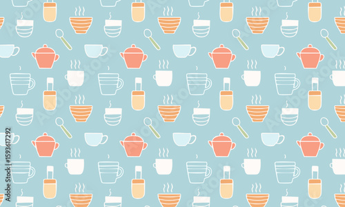 Modern Kitchenware and Cooking Icon Seamless Pattern