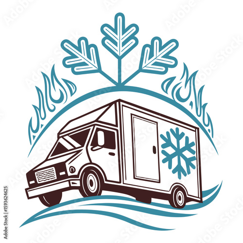 Refrigerated Delivery Truck with Temperature Icons Vector