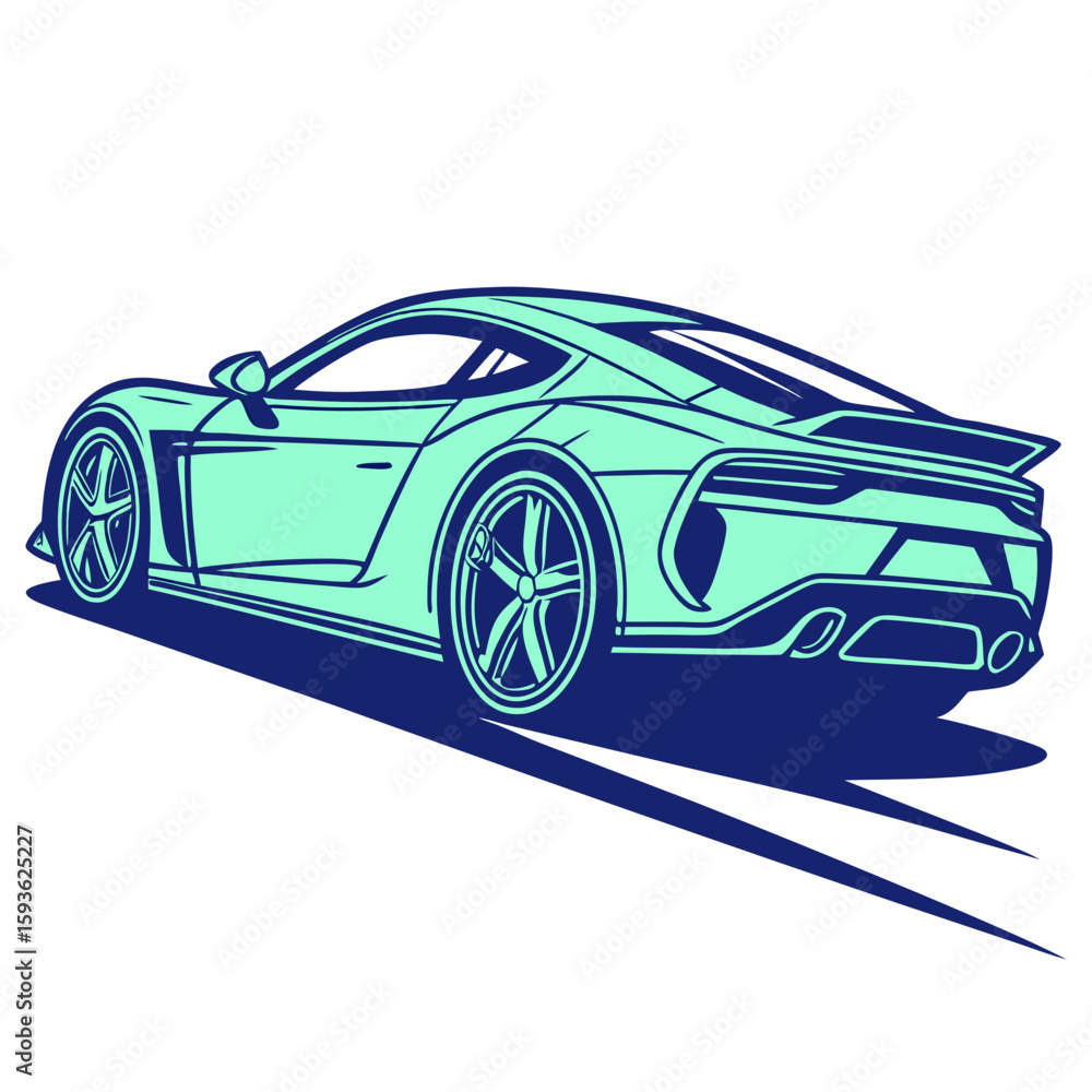 Naklejka premium Sleek Modern Sports Car Illustration with Dynamic Lighting and Shadow