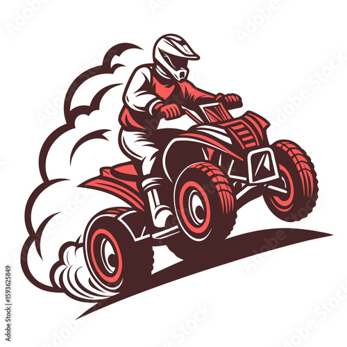 ATV Quad Bike Rider Off-Road Action Vector Illustration