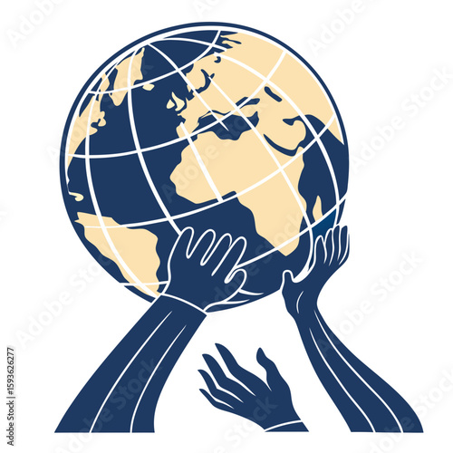 Diverse Hands Holding Up Planet Earth Global Unity Concept