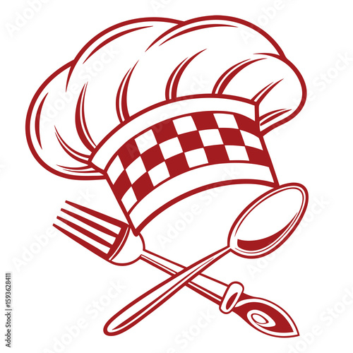 Chef Hat with Crossed Fork and Spoon Culinary Icon