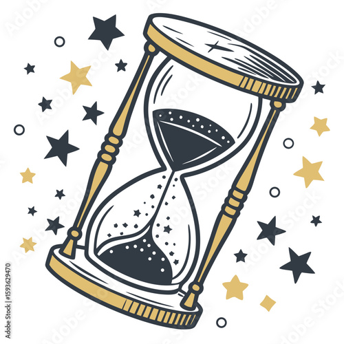 Elegant Hourglass with Falling Stars Time Concept