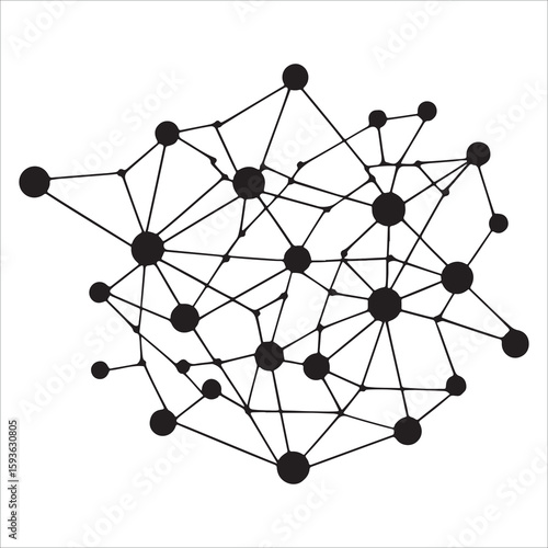 Cybernetic Neural Network Icon, Clean Vector, White BG, EPS 10