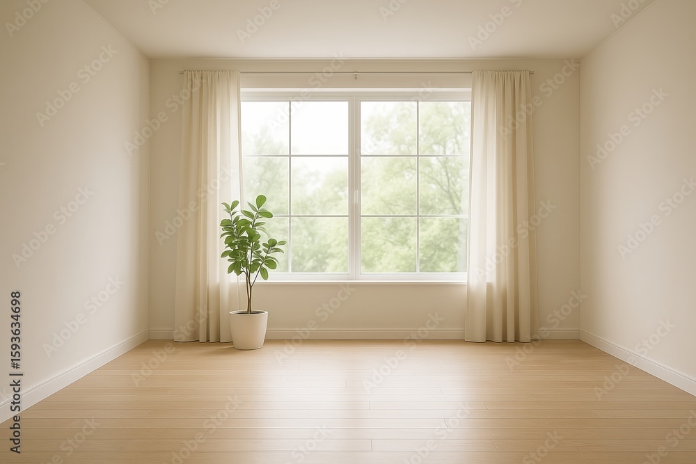 Obraz premium Spacious Room with Large Window and Minimalist Decor