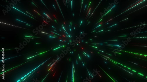 Multicolored tunnel of neon lines video animated background