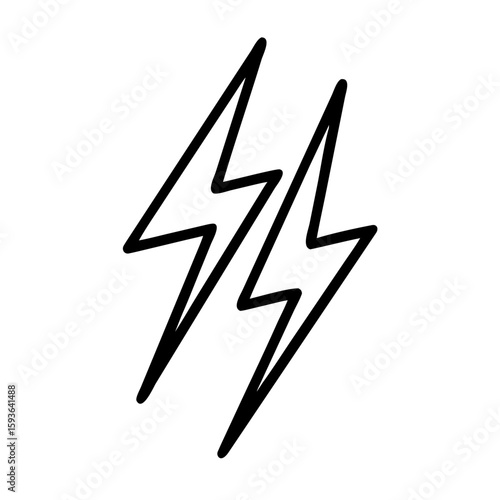Energetic twin lightning bolts, a symbol of power, energy, and sudden bursts of brilliance, isolated with crisp graphic details, ready for your creative touch.