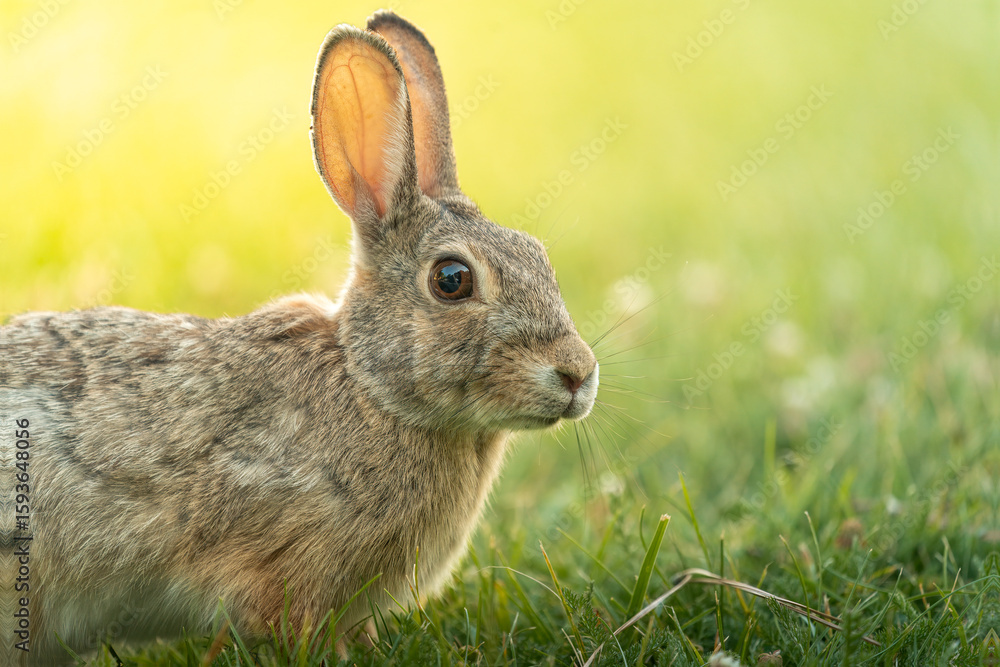 Fototapeta premium A Rabbit peacefully lounging in the garden