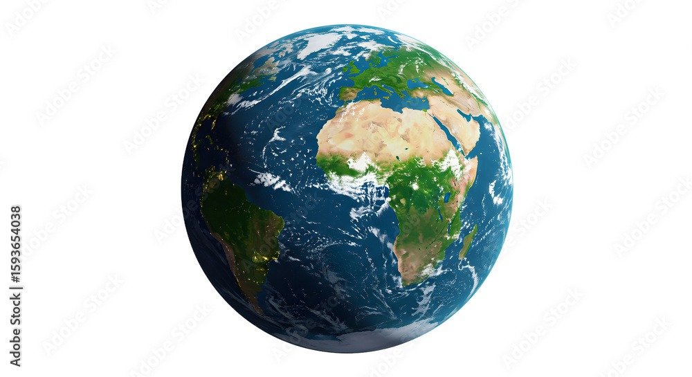 Obraz premium 3D Illustrated Globe Depicting Earth with Detailed Continents and Oceans