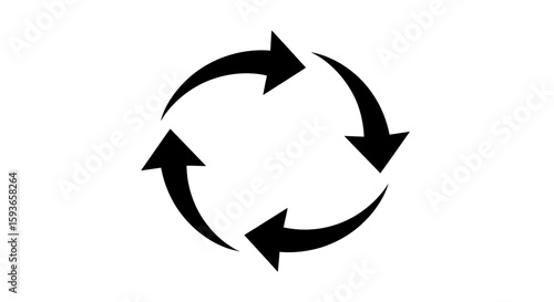 Circular graphic of flowing arrows, representing a continuous cycle or process.